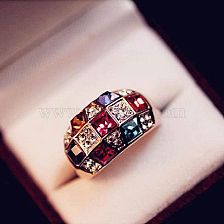 Austrian Temperament Colorful Crystals Ring Magic Crystal Classic Ring Rhinestone Ring Mixed Batch