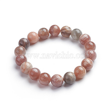 Natural Sunstone Stretch Bracelets, Round, 2-1/8 inch(5.3cm), Bead: 10~10.5mm