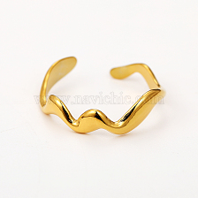 Stainless Steel Classic Water Ripple Open Ring for Daily Commute.