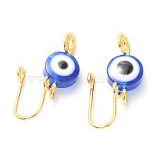 Brass Nose Rings, with Evil Eye Resin Beads, Nose Cuff Non Piercing, Clip on Nose Ring for Women Men, Blue