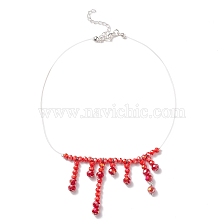 Glass Beaded Tassel Charms Chocker Necklace, Braide Jewelry for Women