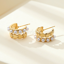 Elegant Gold-Plated Faux Pearl Heart Earrings for Daily Wear