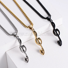 Retro Music Note Skull Pendant Punk Hip Hop Necklace for Men.