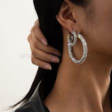 Fashion Diamond Circle Earrings