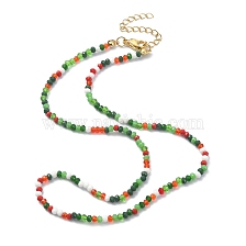 Glass Beaded Necklaces, with 304 Stainless Steel Lobster Claw Clasps, Faceted, Abacus