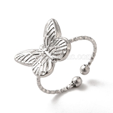 304 Stainless Steel Butterfly Open Cuff Rings for Women