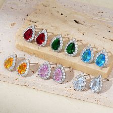 Colorful Zircon Glass Stud Earrings for Daily Wear and Gifts