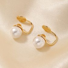 Simple and Elegant Vintage Pearl Copper Clip-on Earrings for Daily Wear