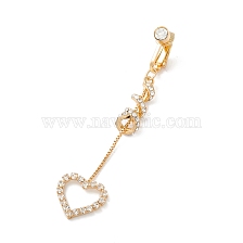 Long Tassel with Heart Crystal Rhinestone Charm Belly Ring, Clip On Navel Ring, Non Piercing Jewelry for Women