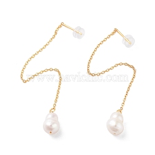 Natural Pearl Earrings for Women, Sterling Silver Ear Thread