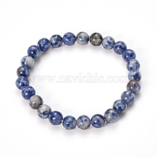 Natural Sodalite Beaded Stretch Bracelets, Round