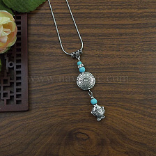 Exotic Ethnic Style Miao Silver Turquoise Drop Necklace