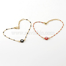 Red Stainless Steel Evil Eye Bracelet Women 18K Titanium Round Eye Bead Bracelet