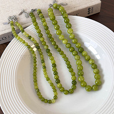 French Green Agate Beaded Necklace Handmade Natural Stone Collar Layered Accessory