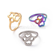 201 Stainless Steel Hollow Flower Finger Ring for Women