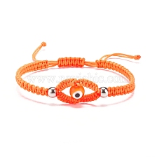 Lampwork Evil Eye Braided Bead Bracelet, Adjustable Friendship Bracelet for Women