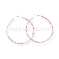 Brass Stud Earrings, Half Hoop Earrings, with Ear Nuts and 925 Sterling Silver Pin, Ring