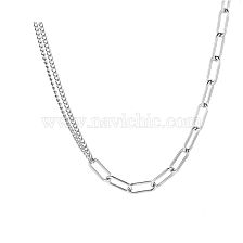 Simple Hollow Chain Double-chain Splicing Titanium Steel Necklace