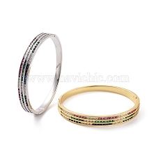 Colorful Cubic Zirconia Triple Link Hinged Bangle, Brass Jewelry for Women