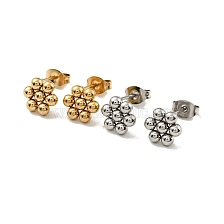 201 Stainless Steel Flower Stud Earrings with 304 Stainless Steel Pins for Women