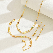 Bohemian Style Vintage Jewelry Set with Colorful Rhinestones and Gold Plating.