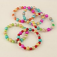 Fashion Imitation Acrylic Pearl  Stretchy Bracelets for Kids, with Spray Painted Acrylic Beads, 45mm