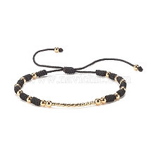 Brass Tube Braided Cord Bracelet, Adjustable Friendship Bracelet for Women