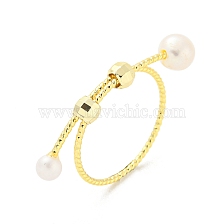 Brass Finger Ring, with Natural Pearl