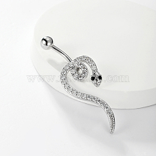 Stylish Stainless Steel Navel Ring with Zirconia for Women's Fashion.