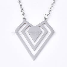 201 Stainless Steel Pendant Necklaces, with Cable Chains, Diamond