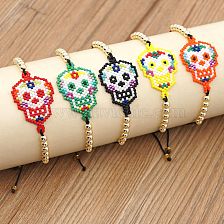 Halloween Hand-woven Skull Gold Beads Bracelet Wholesale 