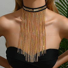 Golden Fringe Tassel Chain Necklace for Women's Party Vacation Dress