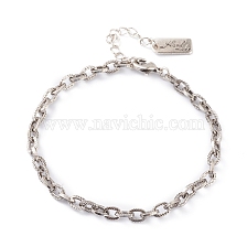 Brass Cable Chain Bracelets, with Lobster Claw Clasps,   Long-Lasting Plated, Word Hand Made