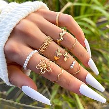 10 Pieces Simple Style Flower Alloy Hollow Out Women'S Rings