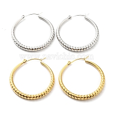 304 Stainless Steel Grooved Hoop Earrings