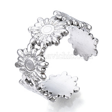 304 Stainless Steel Flower Open Cuff Ring for Women