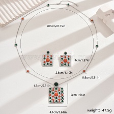 Colorful Zircon Inlaid Copper Jewelry Set for Women, Perfect for Parties