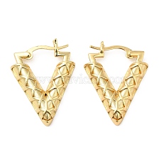 Rack Plating Brass Hoop Earrings, for Women, Lead Free & Cadmium Free, Long-Lasting Plated, Letter V