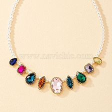 1 Piece Vintage Style Geometric Water Droplets Alloy Plating Gem Pearl Women'S Necklace