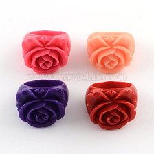 Synthetical Coral Flower Rings, 18mm