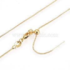 Adjustable Electroplate Brass Venetian Chain Necklaces, Long-Lasting Plated, with Lobster Claw Clasps and Round Beads, Golden, 18.3 inch(46.5cm)