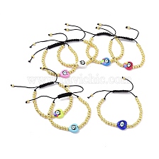 Enamel Evil Eye Heart & Brass Braided Bead Bracelet for Women, Cadmium Free & Lead Free