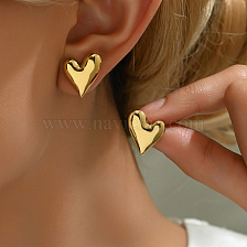 Luxury Metal Heart Design Ladies Gold Earrings for Daily Wear