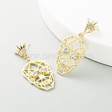  Exaggerated Halloween Skull And Diamond Crown S925 Silver Needle Personalized Earrings