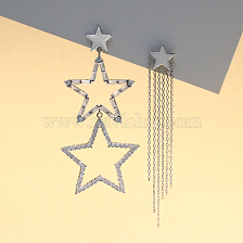 Classic Vintage Silver Earrings with Zircon Star Design.