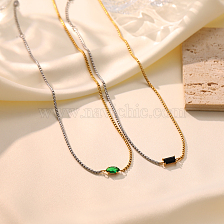 Stainless Steel Double Color Zircon Necklace for Women's Daily Outfit.