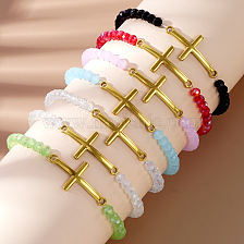 Bohemian Style Gold Cross Crystal Bracelet for Women Girlfriend Gift