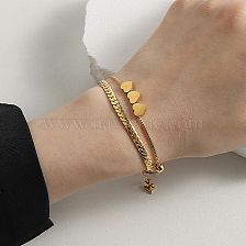 Elegant Simple Style Heart Shape Titanium Steel Plating 18K Gold Plated Bracelets