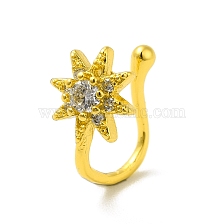 Clear Cubic Zirconia Star Clip on Nose Rings, Brass Nose Cuff Non Piercing Jewelry for Women