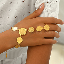 Exquisite Middle Eastern Ramadan Copper Gold Plated Coin Finger Bracelet